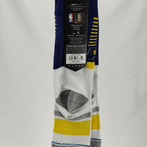 NWT Stance x NBA Indiana Pacers PACERS SHORTCUT 2 Crew Socks Size L 9-13 - Picture 7 of 10